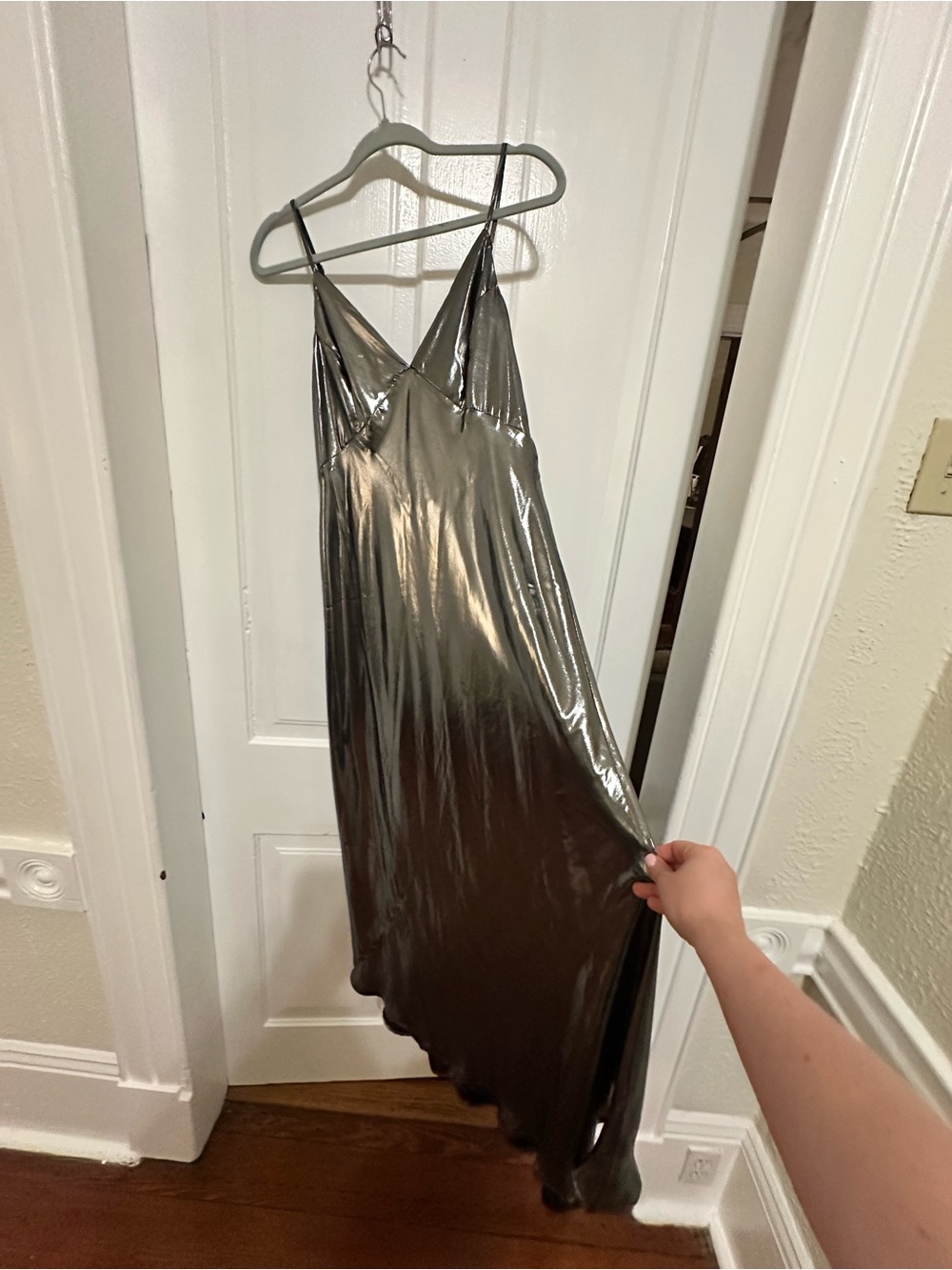 Anthropologie Metallic Slip Midi Dress - Picture 4 of 7